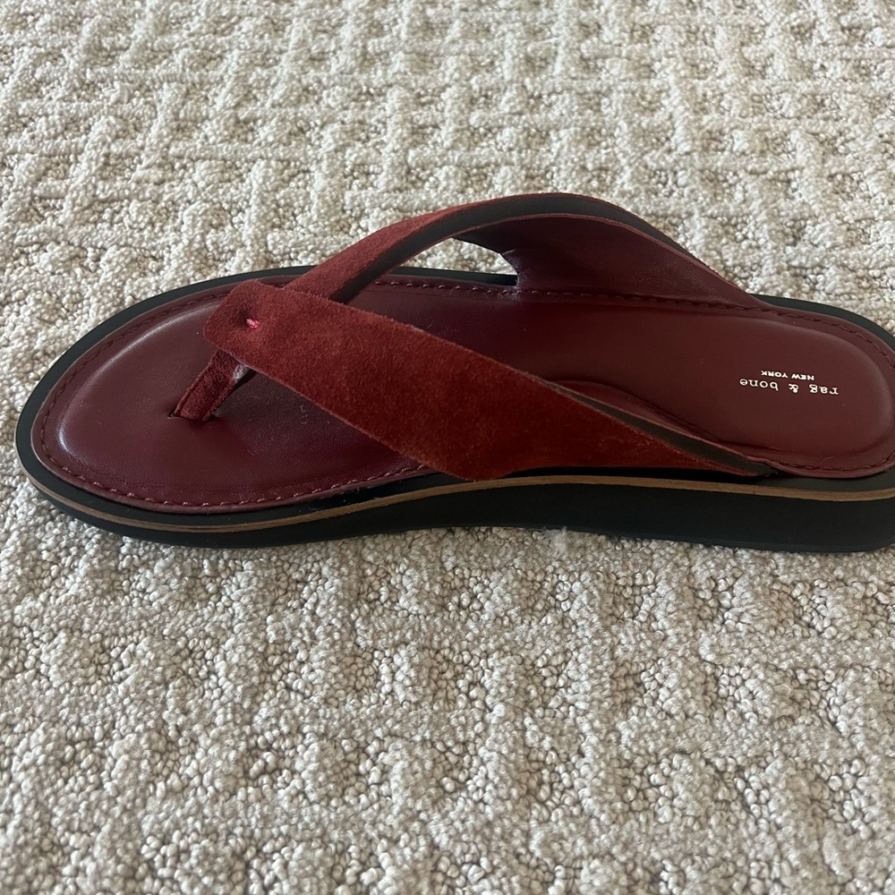 Rag & Bone Women's Burgundy Suede Sandals - Picture 2 of 5
